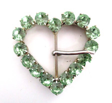 Green Rhinestone Heart Belt Buckle Womens Fashion