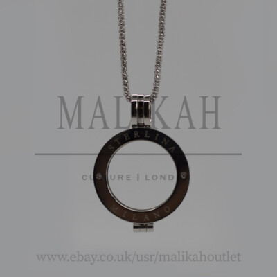 Mi Milano Coin/Moneda/Disc Holder Keeper Pendant Locket Carrier Silver Rhod EMJA
