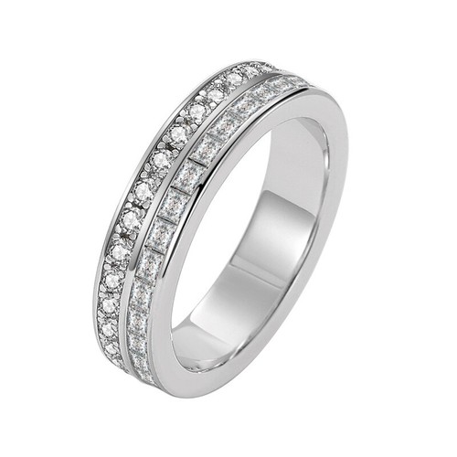 Anillo de compromiso de joyería de plata 925 de corte cuadrado redondo AAA para mujer talla 6-10 - Imagen 8 de 10
