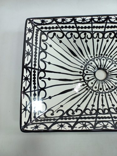 21" RECTANGULAR TALAVERA SINK vessel mexican bathroom handmade ceramic folk art - Picture 3 of 5