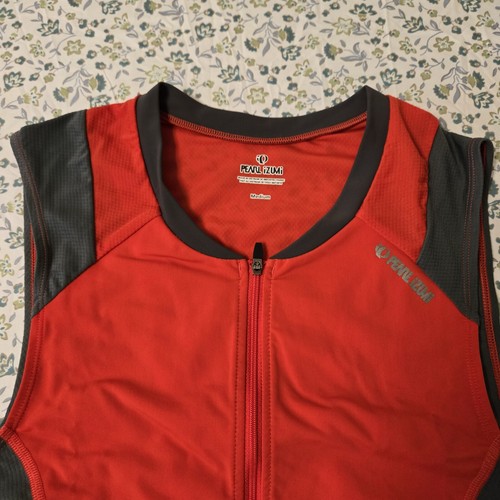 Pearl Izumi 1/4 Zip Cycling Jersey Youth Medium M Red Gray Sleeveless - Picture 5 of 16