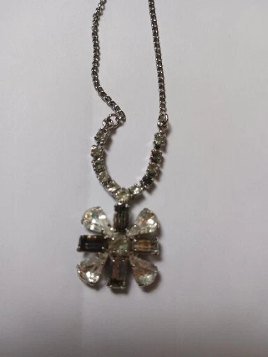 ÁMBAR Y CRISTAL FLOR Dije Colgante y Collar Cadena PLATA 18" Foto 3 de 4