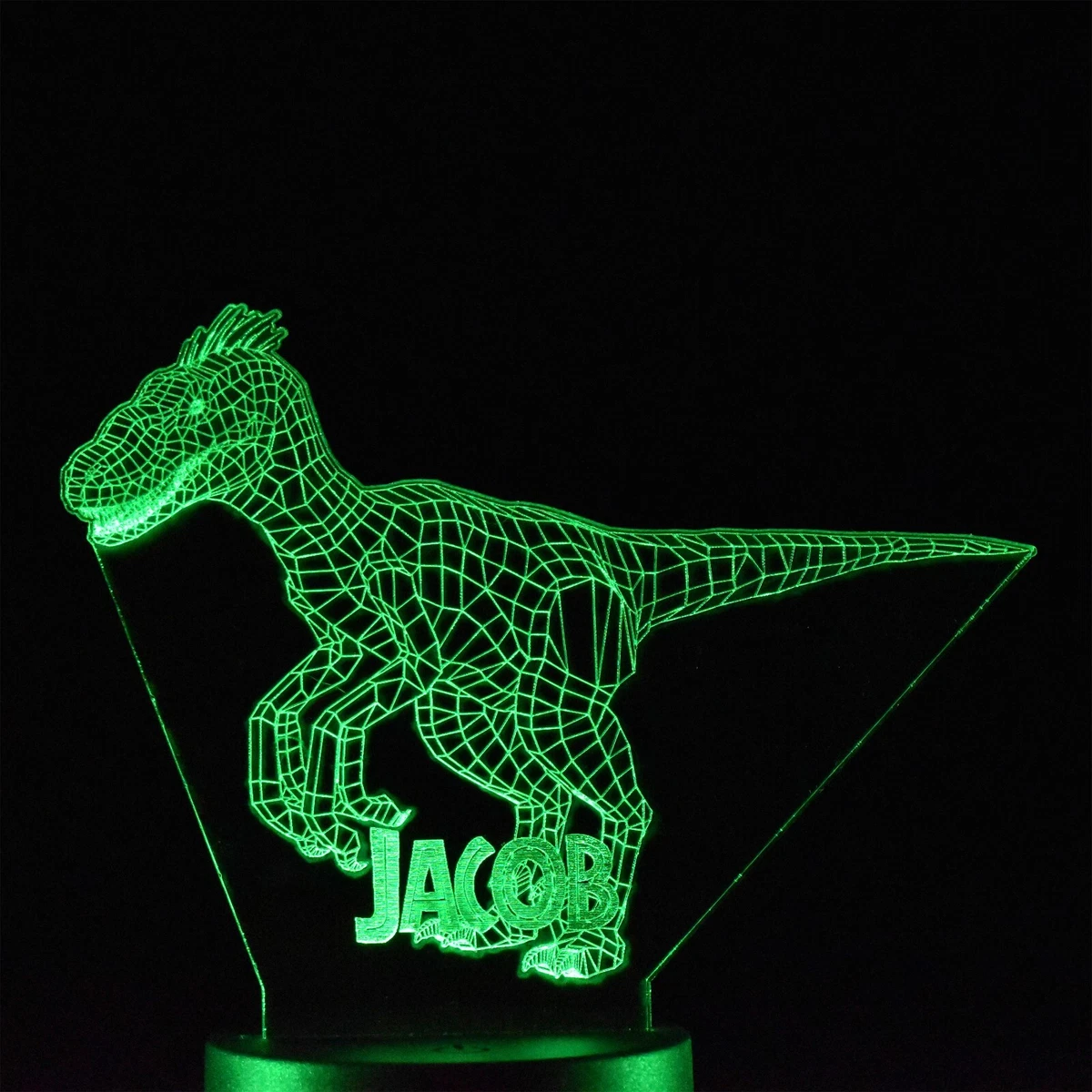 Dinosaur Night Light Personalised 3D Velociraptor Night Light Dinosaur Gift