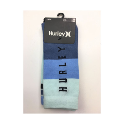 Hurley Kids Crew Socks Set of 2 Blue Green Gray Socks Size 5Y-7Y New with Tags