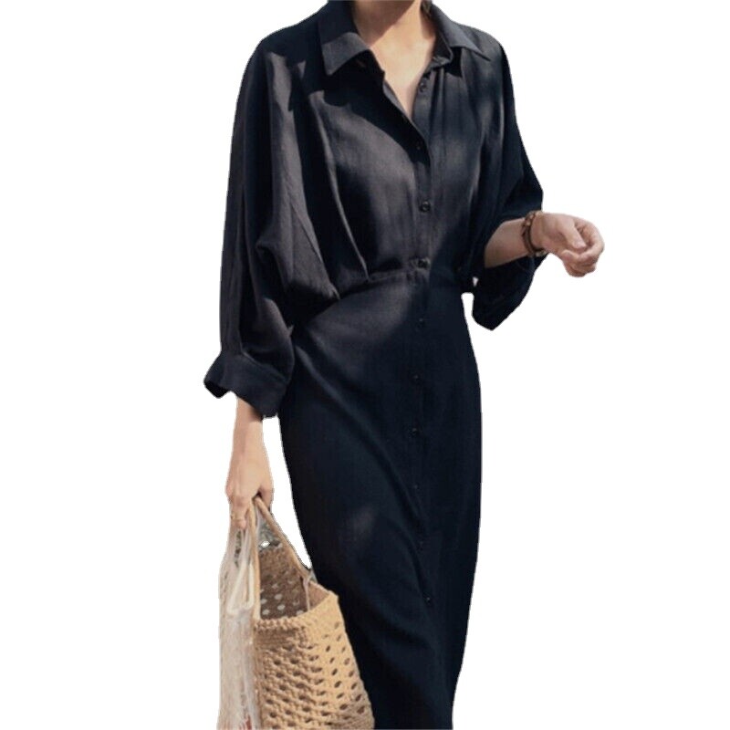 soft casual dresses Summer Cotton Dress Soft Casual Loose Dress Tunics Short Sleeves Robes Midi Dresses Customized Dress Plus Size Clothing Linen Dress
