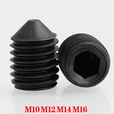 Black Cone Point Grub Screws Allen Socket Bolts M10 M12 M14 M16 12.9 Alloy Steel
