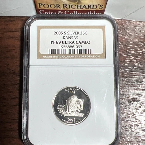 2005S Kansas Silver State Quarter NGC Cert PF 69 Ultra Cameo. Free Ship X130