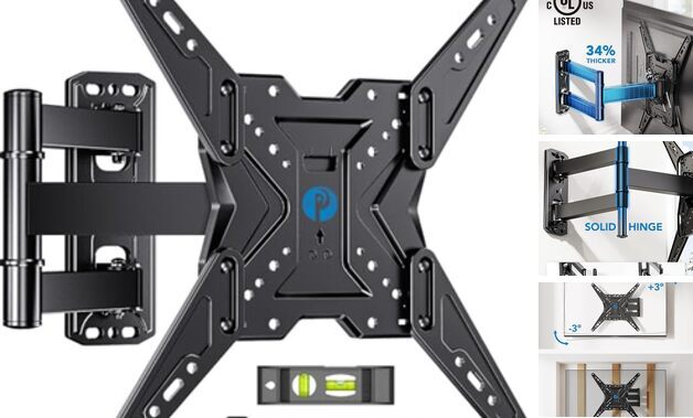 Full Motion TV Wall Mount for Mosts with Swivel, Tilt, 26-60 inch TV Black