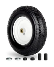 4.80/4.00-8" Wheelbarrow Tire, 16" Flat-Free Solid Tire and Wheel, 3-6" Cente...