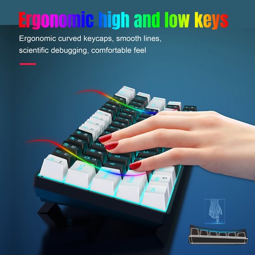 V800 Keyboard Hot-swappable Switches Ergonomic Design Ice Blue U7Q4 - Picture 8 of 11