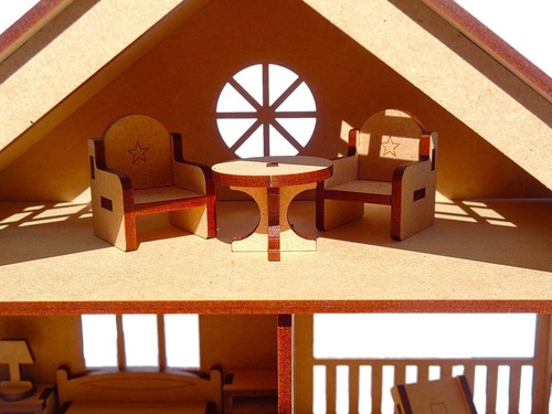 Wooden Doll House with Furniture for Kids, Construction Kit with AssemBLY req - Picture 5 of 8