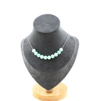 Halskette 10 Perlen Amazonit 8 Mm. Kette Aus Edelstahl Halskette Damen, Ho