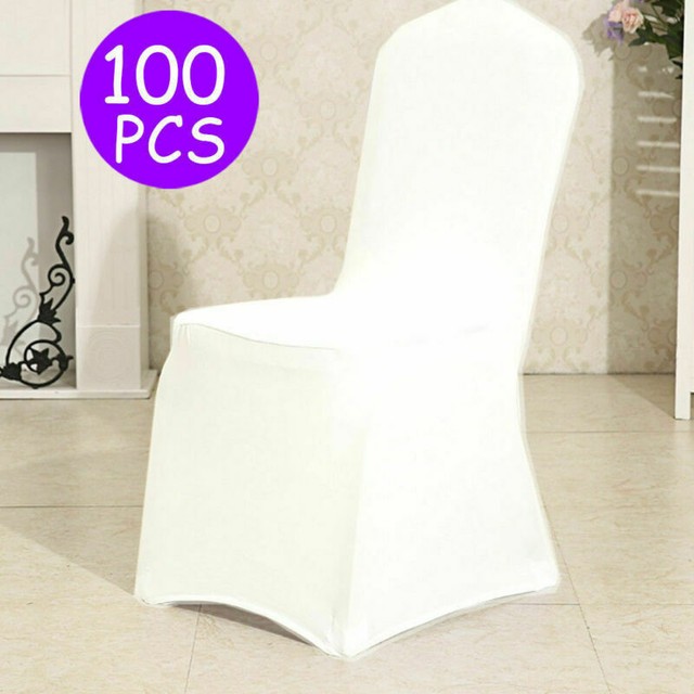 Weiß Stuhlhussen Stretch Stretchhusse Stuhlbezug Stuhlüberzug Hochzeit 100pcs