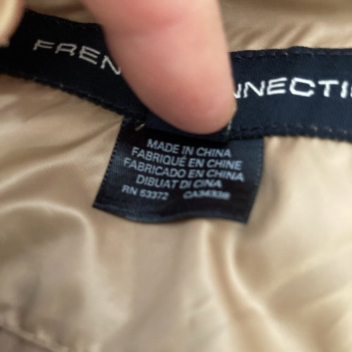 NWT FRENCH CONNECTION Winter Jacket Size Large Sherpa Trimmed Camel Puffer - Picture 15 of 16