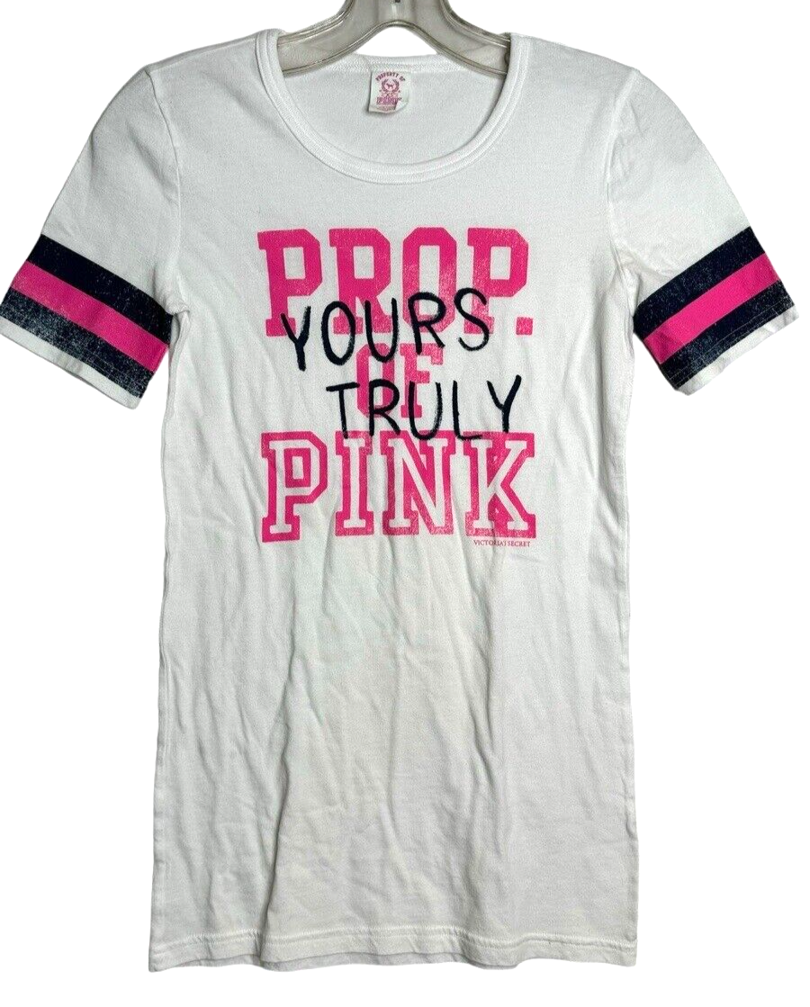 Vintage Victoria Secret Property Of Pink Truly Yours 100% Cotton White Tee  Shirt