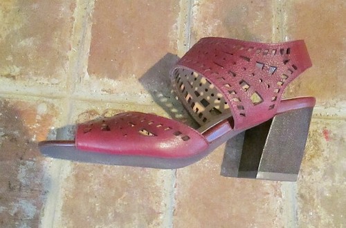 Scarpe da sling L Artiste tacchi EU 39 US 8,5 bordeaux taglio blocco pelle punta aperta - Foto 5 di 8