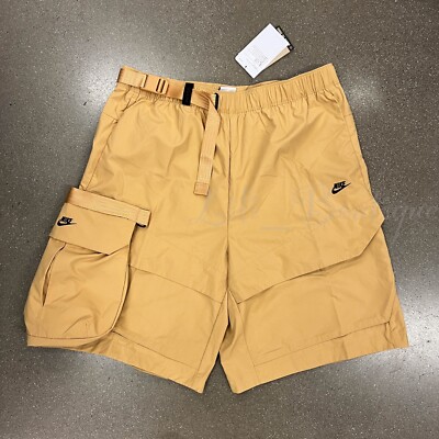 NWT Nike DM5592-737 Men's NSW Tech Pack Woven Cargo Shorts Standard Fit Twine L