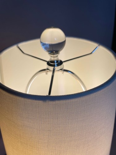 Fine Contemporary Mod Lilian August faceted heavy crystal table lamp w/shade 20" - Picture 4 of 11