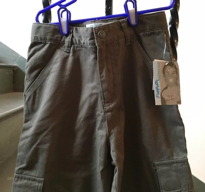 NWT BOYS  PANTS FLAPDOODLES  S 8 Green Cargo Pockets Button Fly $32+