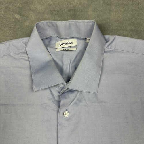 Calvin Klein Men's Long Sleeve Shirt Slim Fit Size XL 46/92 Blue Formal Business - Picture 2 of 8
