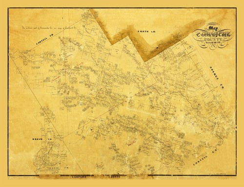 County Map - Comanche County Texas - General Land Office 1856 - 29.98 x 23 - Afbeelding 1 van 20