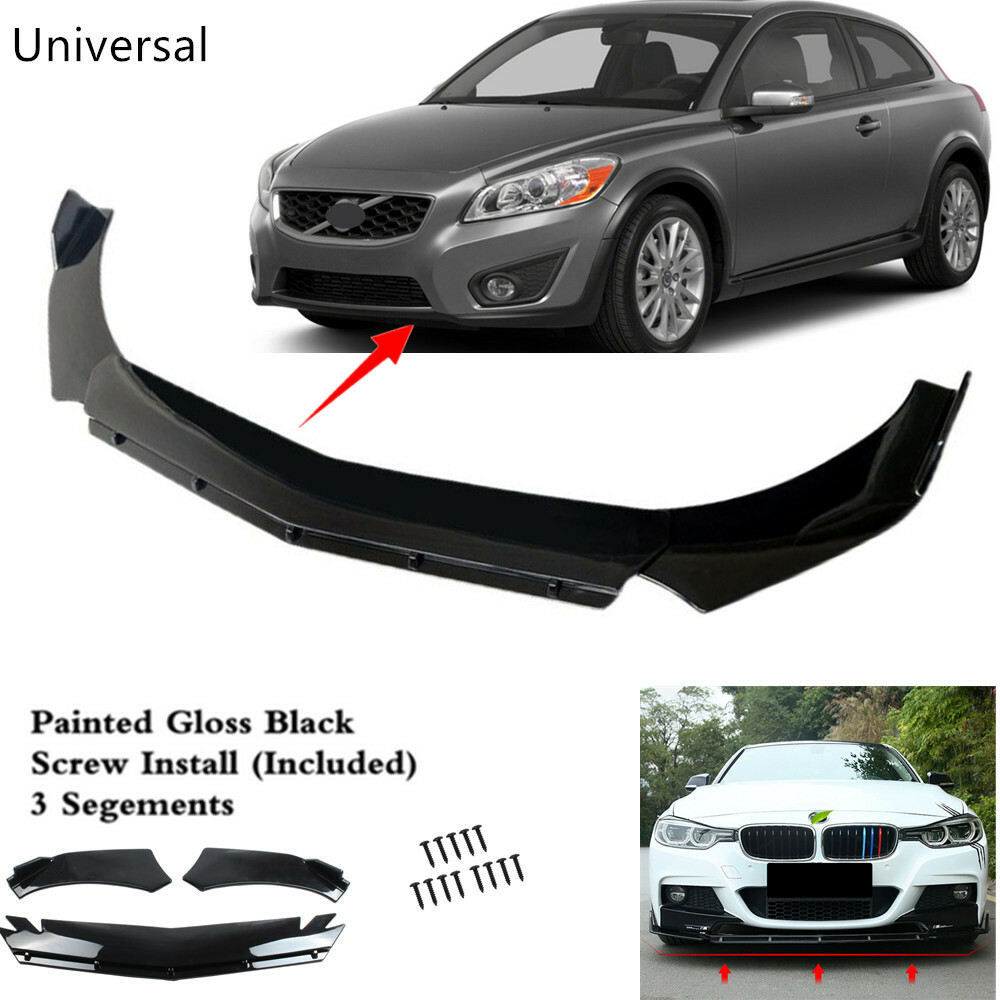 Universal Front Bumper Spoiler Lip Body Kits Black Fit For Volvo