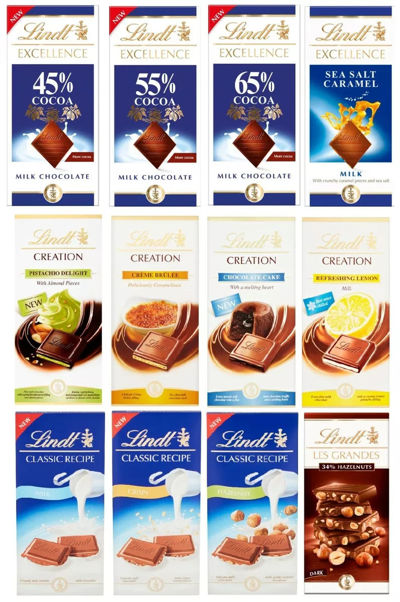 Lindt Chocolate Bars Selection Creation, Excellence & Les Grandes Novelty  Gift