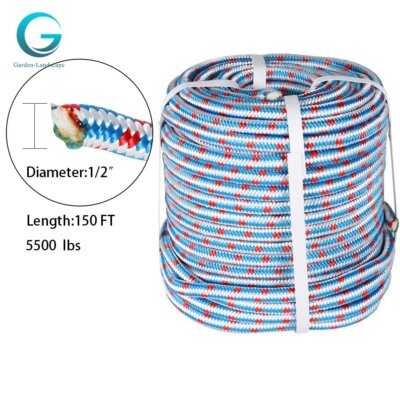 1/2'' x 150' Arborist Tree Climbing Rope 16 Strand Braided Polyester Nylon Core