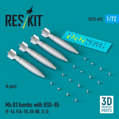 Mk.83 bombs with BSU-85 (4 pcs) (F-14, F/A-18, AV-8B, S-3) 1:72 ResKit RS72-0495