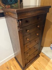 Antique Victorian Wellington Chest – Elegant & Rare Lockable Tallboy with 6 Draw