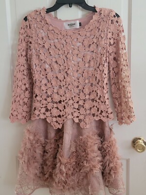 GORGEOUS KOMA.VA  GORGEOUS GIRLS PINK EMBROIDERED FLORAL DRESS LONG SLEEVES  10