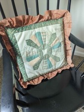 Vintage Garden Floral Faux Patchwork Pillow Sham Quilted Ruffled - 1 Handmade