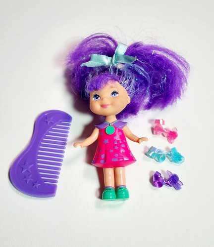 4" VINTAGE 1993 MATTEL LI'L LIL SECRETS MINI DOLL PURPLE HAIR PINK STAR DRESS - Picture 2 of 5