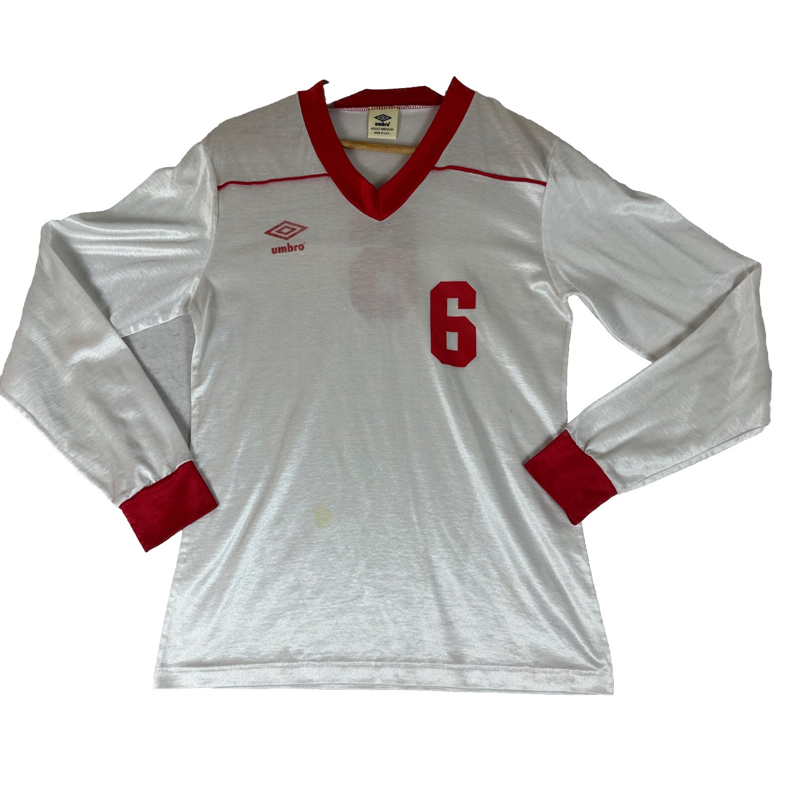 Umbro Rare Vintage Jersey Football Soccer White Men Size Small M Made In USA