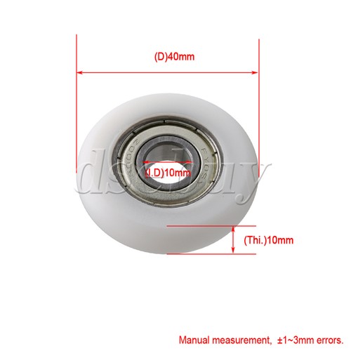4 Pieces White Ball Bearing Pulley Roller Wheel 10x40x10mm for Window Door - Picture 4 of 5
