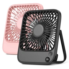 TOPK Desk Fan  2-Pack 5000 Rechargeable Silent Thin Personal Desktop Table Fan