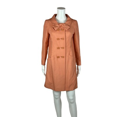 Vintage 60s Dress Coat Women's Small Mod Peach Juniors Spring Jacket Bow  Neck