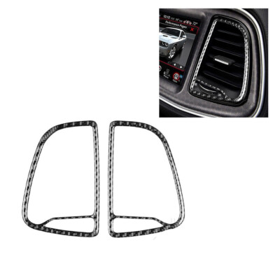 2Pcs Carbon Fiber Center Air Vent Outlet Cover Trim For Dodge Challenger