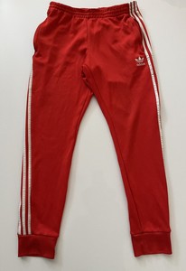 adidas sst track pants red mens