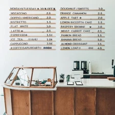 Black Wooden Letter & Light Wooden Rails Menu Board, Changeable Letter Board