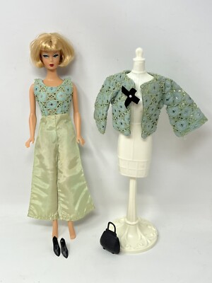 Vintage Barbie Clothes Clone Doll Outfit Green Lace Jumpsuit
