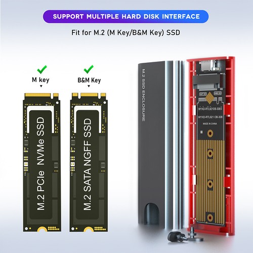 M.2 SSD-Gehäuse USB3.1 Gen2 für 2230/2242/2260/2280 M2 NVMe SSD (NGFF-Protokoll) - Afbeelding 6 van 12