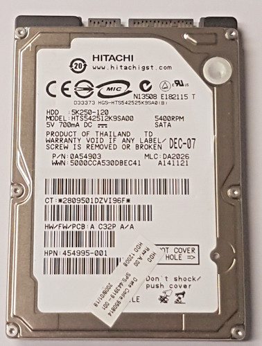 120 GB SATA Hitachi HTS542512K9SA00 5400rpm 8MB HDD 2,5" interne Festplatte