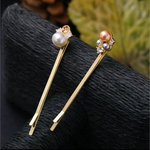 6 teiliges Set Pfirsich & Perlen glatt Haarnadeln - Bild 3 von 5