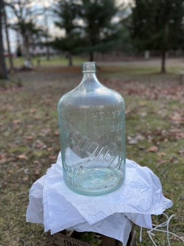 5 GALLON GLASS Kanouse WATER Cooler BOTTLE Crystal Springs  WOODEN Crate - Picture 20 of 22