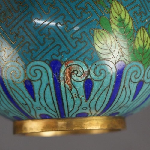 Antique Japanese Meiji Cloisonne Enameled Vase with Flowers C1920 - Picture 7 of 9