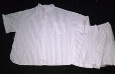 NOS Vtg Carole Lightweight Cotton Blend Pajamas W/ Shorts Lilac Stripe Sz XL/XXL