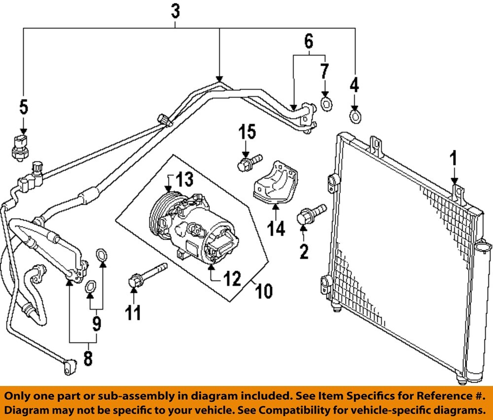 MITSUBISHI OEM 14-19 Mirage G4 Condenser, Compressor Lines
