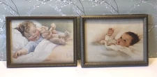 2 Vintage Bessie Pease Gutmann Framed Prints-Awakening & Happy Dreamer