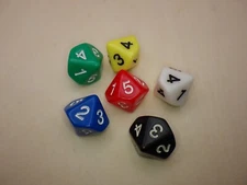 Assorted D10 = #1-#5 x2 Dice Opaque Set of 6 - RPG Tool Tabletop Roleplay